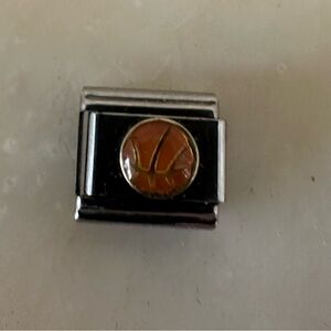 Stainless steel basketball charm for a Zoppini bracelet